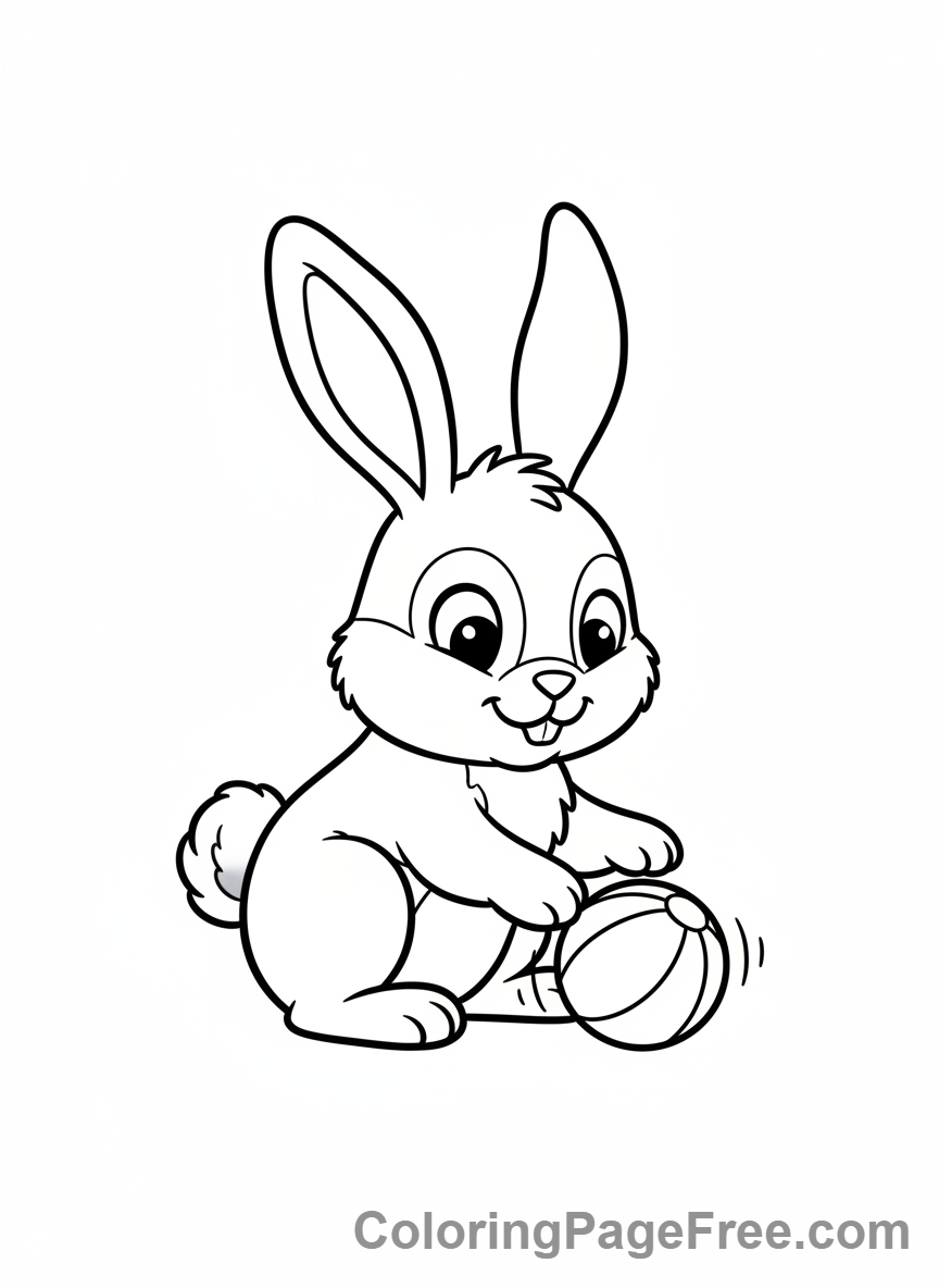 Playful bunny rabbit engaging with a toy