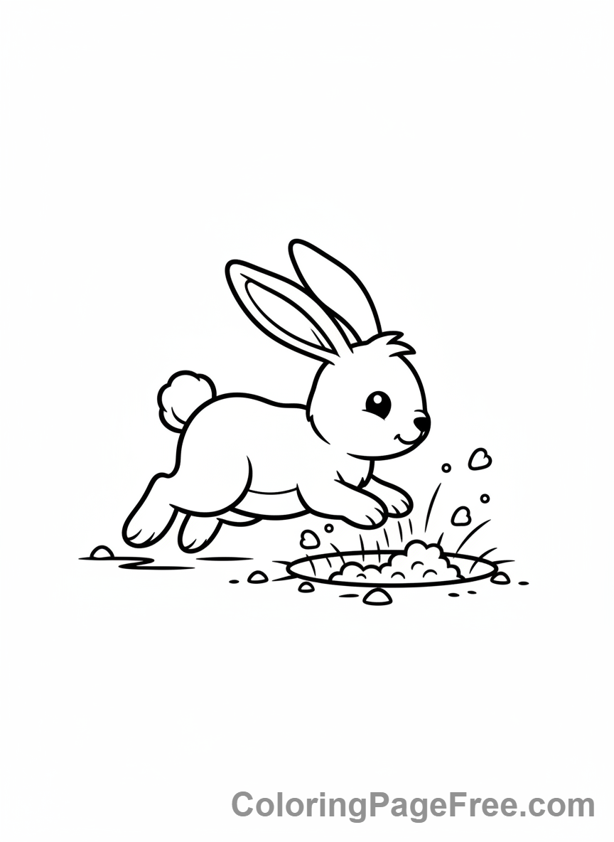 Rabbit coloring page - Rabbit digging hole