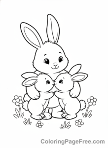 Rabbit coloring page - Rabbit family babies