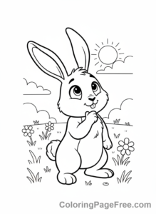 Rabbit coloring page - Rabbit field standing