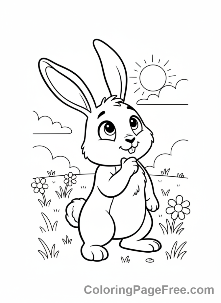 Rabbit coloring page - Rabbit field standing