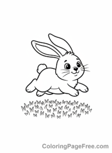Rabbit coloring page - Rabbit hopping grass