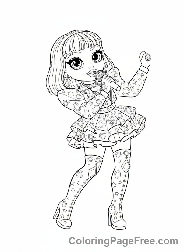 Rainbow High coloring page - Krystal Bailey singing