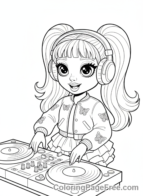 Rainbow High coloring page - Poppy Rowan DJing