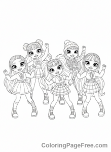 Rainbow High coloring page - Rainbow High friends dancing