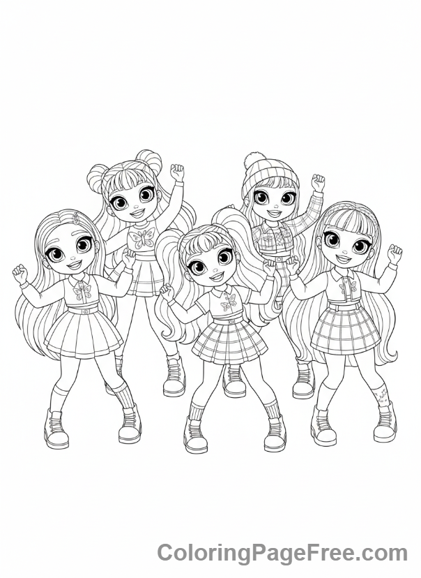 Rainbow High coloring page - Rainbow High friends dancing