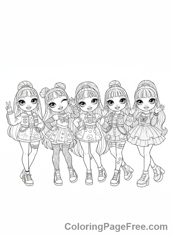 Rainbow High coloring page - Rainbow High friends group