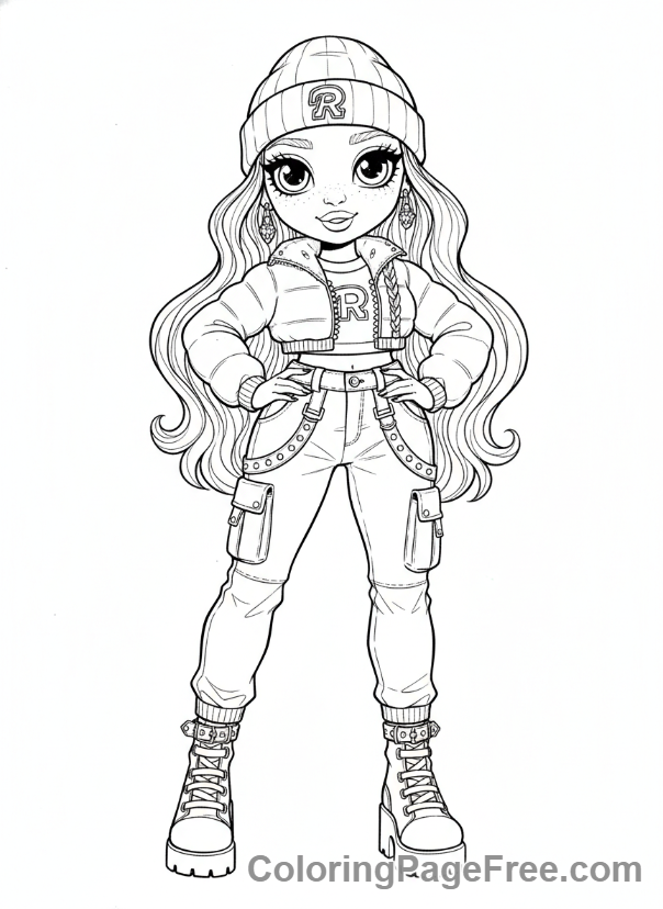 Rainbow High coloring page - Ruby Anderson confident pose