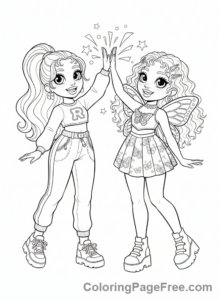 Rainbow High coloring page - Ruby Poppy high-five