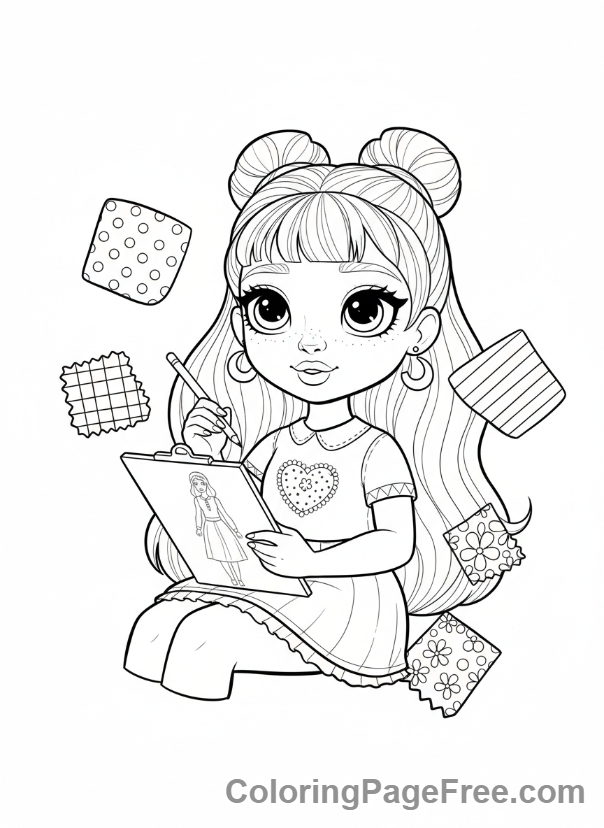 Rainbow High coloring page - Skyler Bradshaw designing clothes