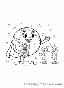 Recycling coloring page - Earth recycling bin