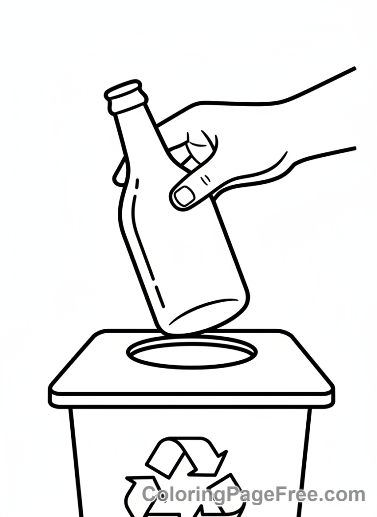 Recycling coloring page - Glass bottle recycling