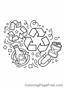 Recycling coloring page - Recycling symbols group