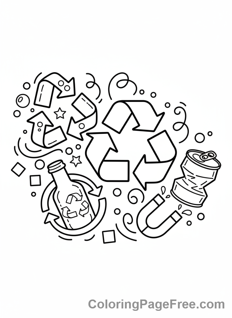 Recycling coloring page - Recycling symbols group