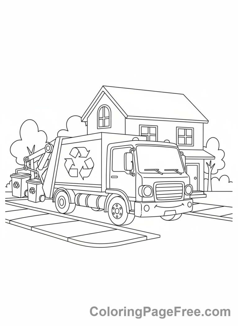 Recycling coloring page - Recycling truck big