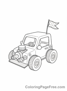 Recycling coloring page - Toy car recycled