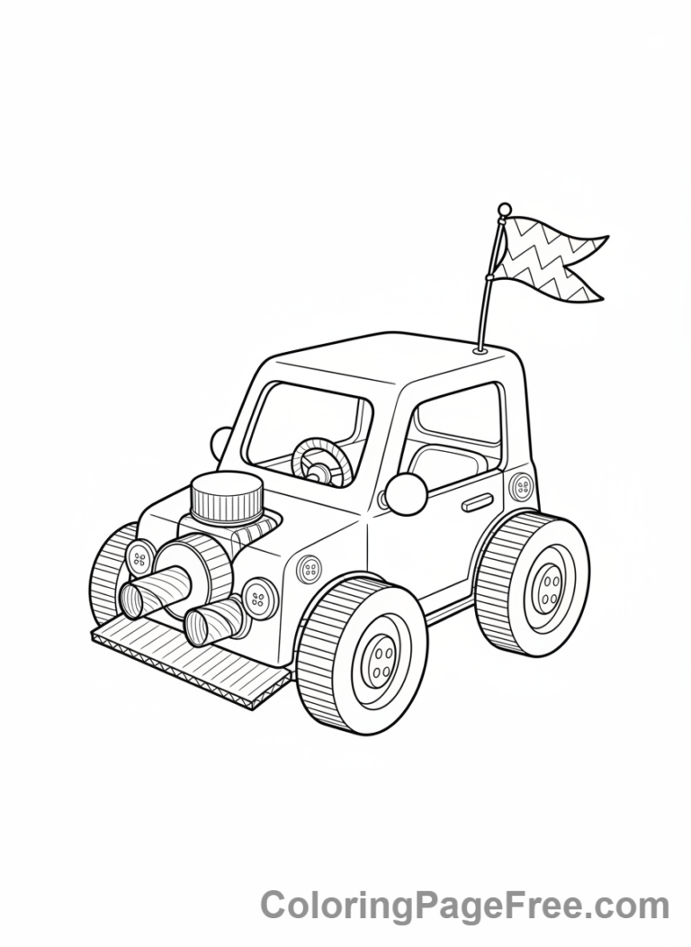 Recycling coloring page - Toy car recycled