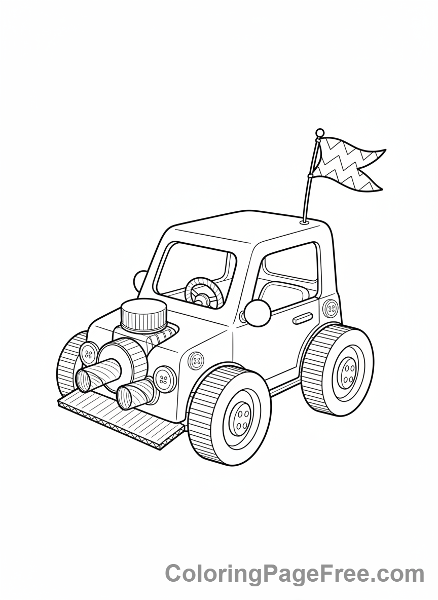 Recycling coloring page - Toy car recycled