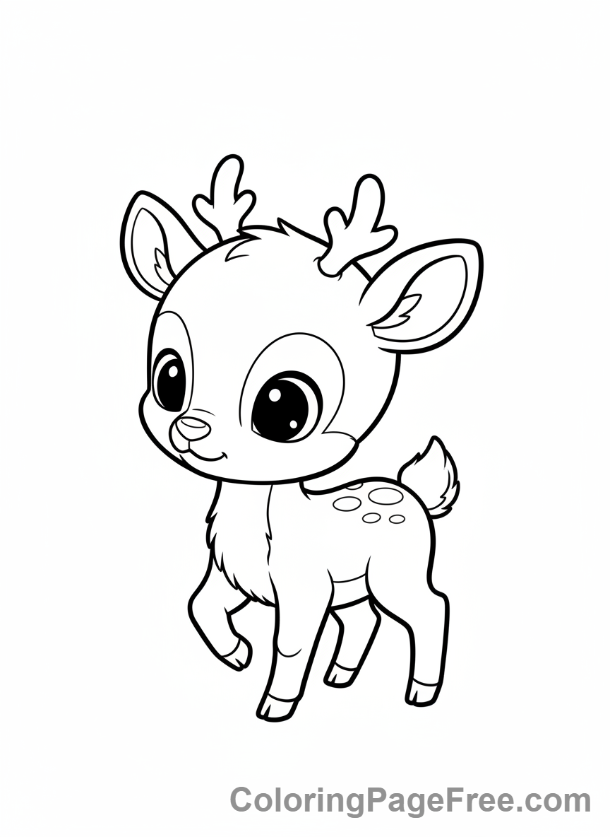 Reindeer coloring page - Cute Baby Reindeer