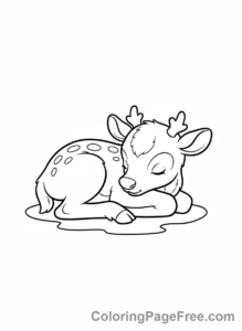 Reindeer coloring page - Reindeer calf sleeping