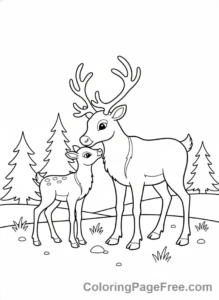 Reindeer coloring page - Reindeer family duo