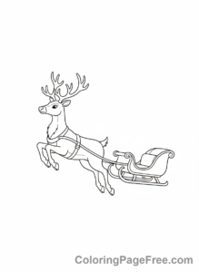 Reindeer coloring page - Reindeer flying sleigh