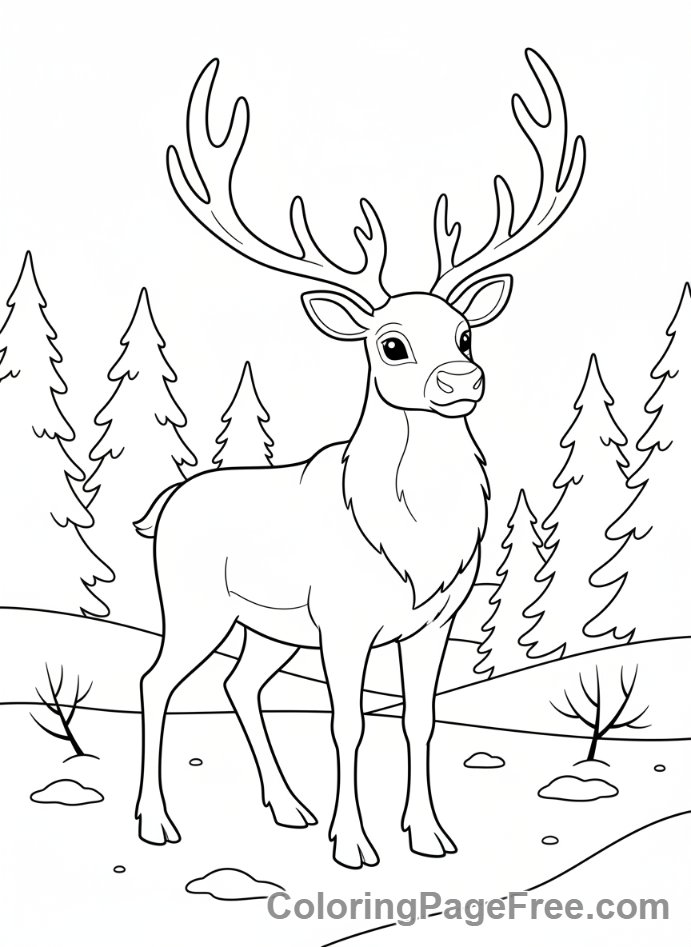 Reindeer coloring page - Reindeer Forest Stand