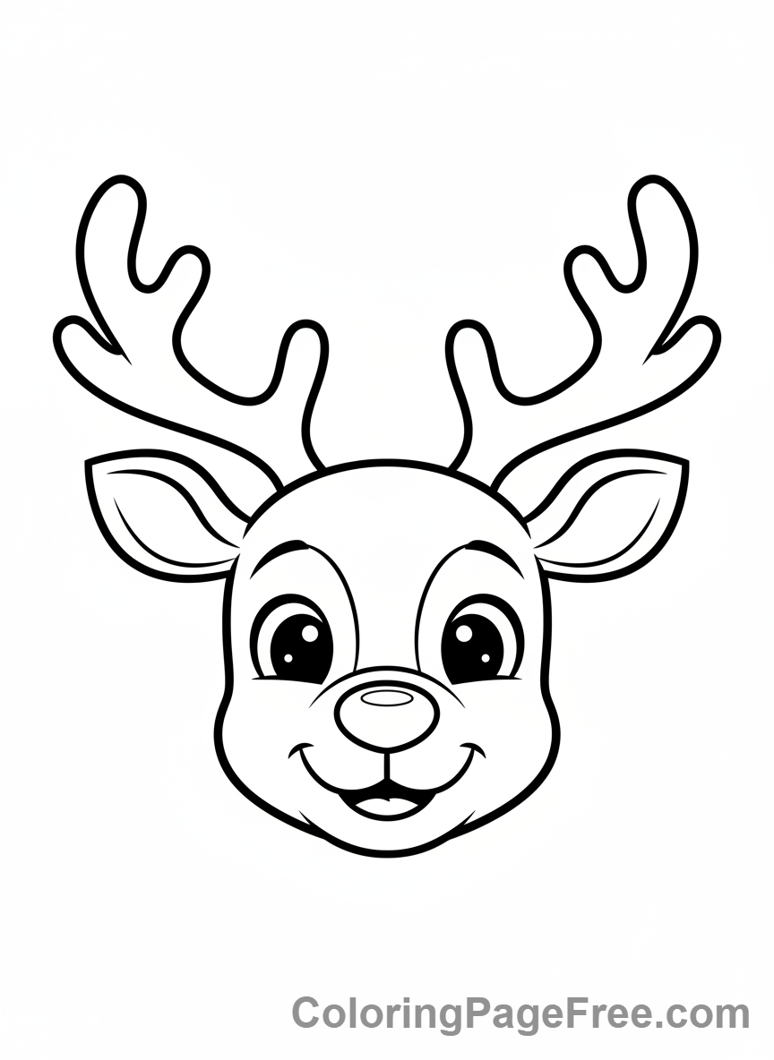 Reindeer coloring page - Reindeer friendly face