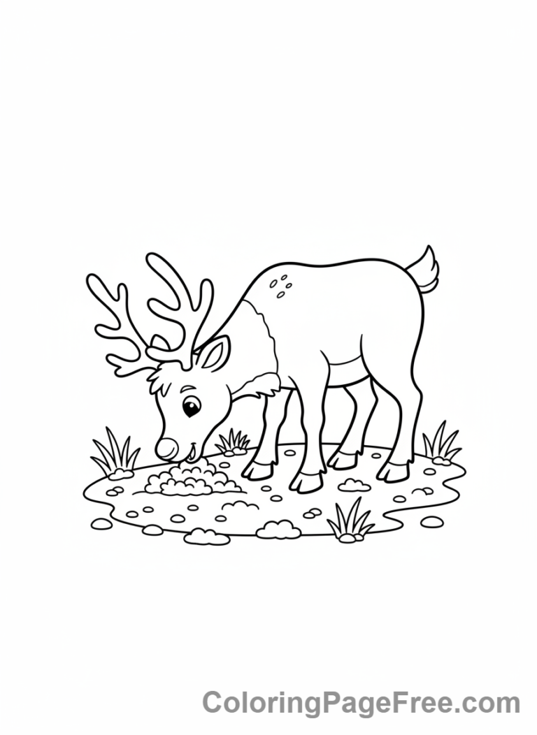 Reindeer coloring page - Reindeer Grazing Moss