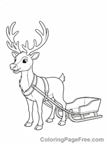 Reindeer coloring page - Reindeer pulling empty