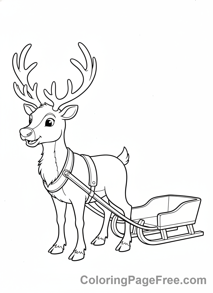 Reindeer coloring page - Reindeer pulling empty