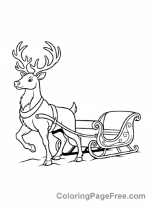 Reindeer coloring page - Reindeer Pulling Sleigh