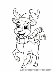 Reindeer coloring page - Reindeer Scarf Hat