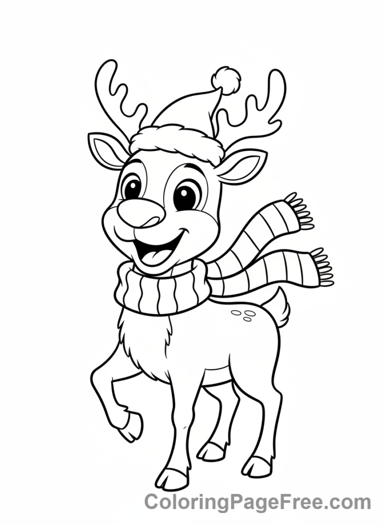 Reindeer coloring page - Reindeer Scarf Hat