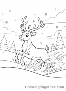 Reindeer coloring page - Reindeer Snow Run
