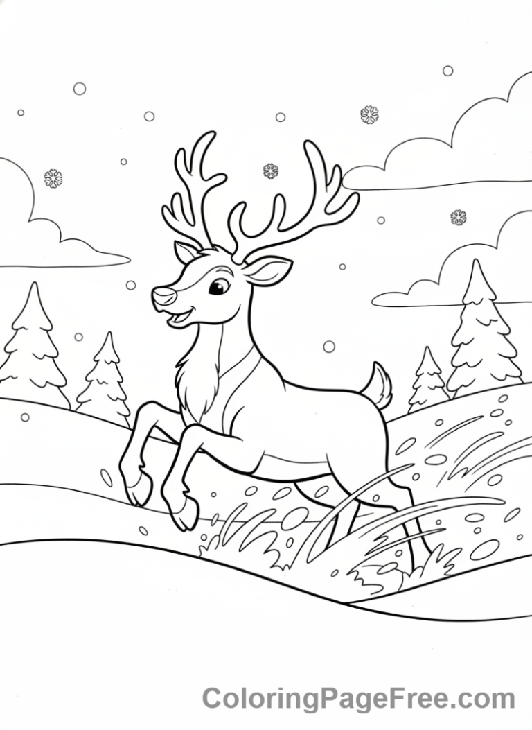 Reindeer coloring page - Reindeer Snow Run