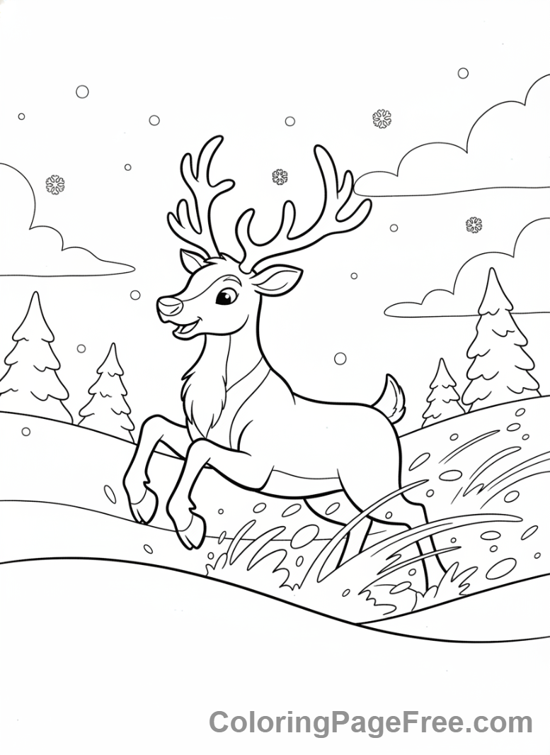 Reindeer coloring page - Reindeer Snow Run
