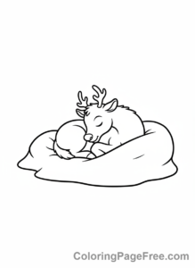 Reindeer coloring page - Sleeping Reindeer Cozy