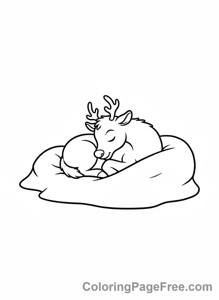 Reindeer coloring page - Sleeping Reindeer Cozy