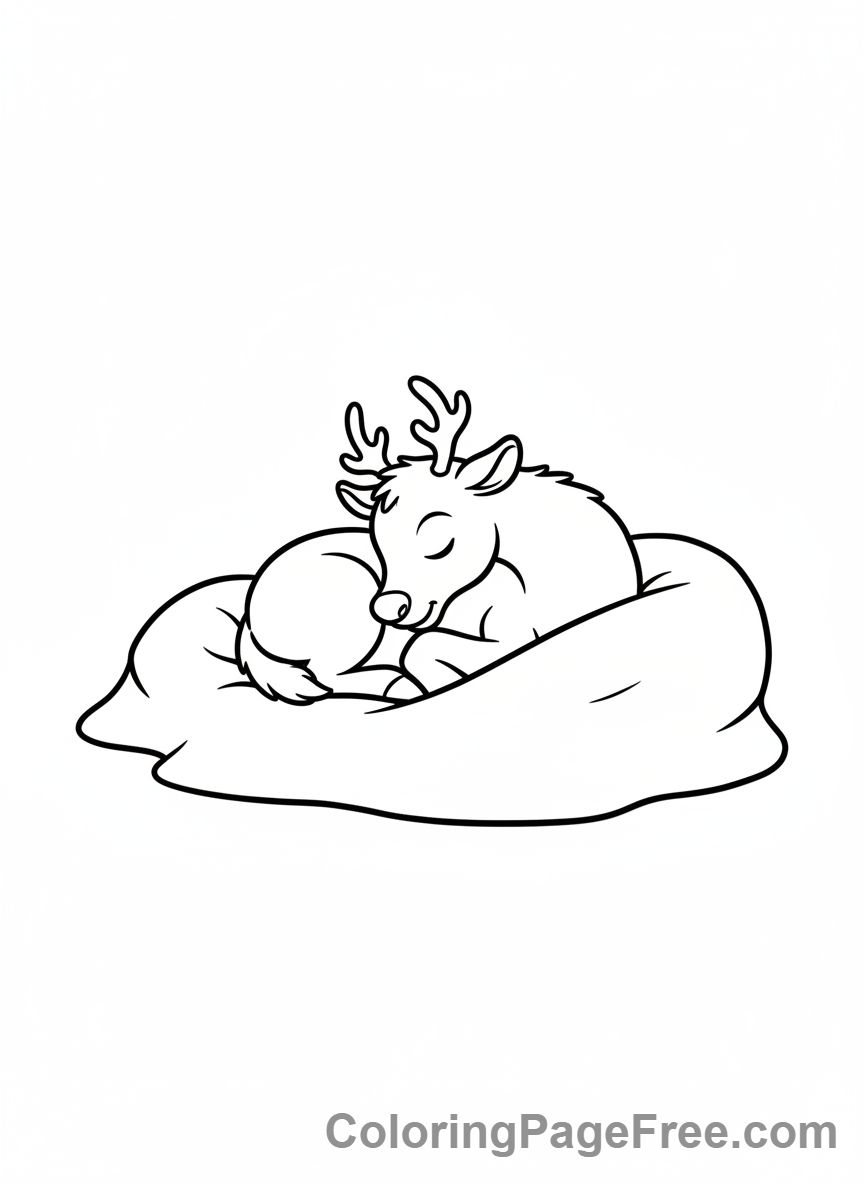 Reindeer coloring page - Sleeping Reindeer Cozy