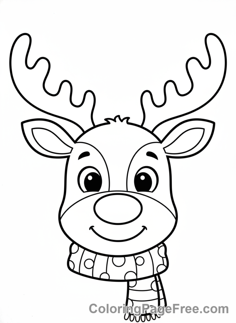 Reindeer coloring page - Smiling Reindeer Face