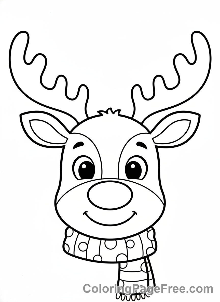 Reindeer coloring page - Smiling Reindeer Face