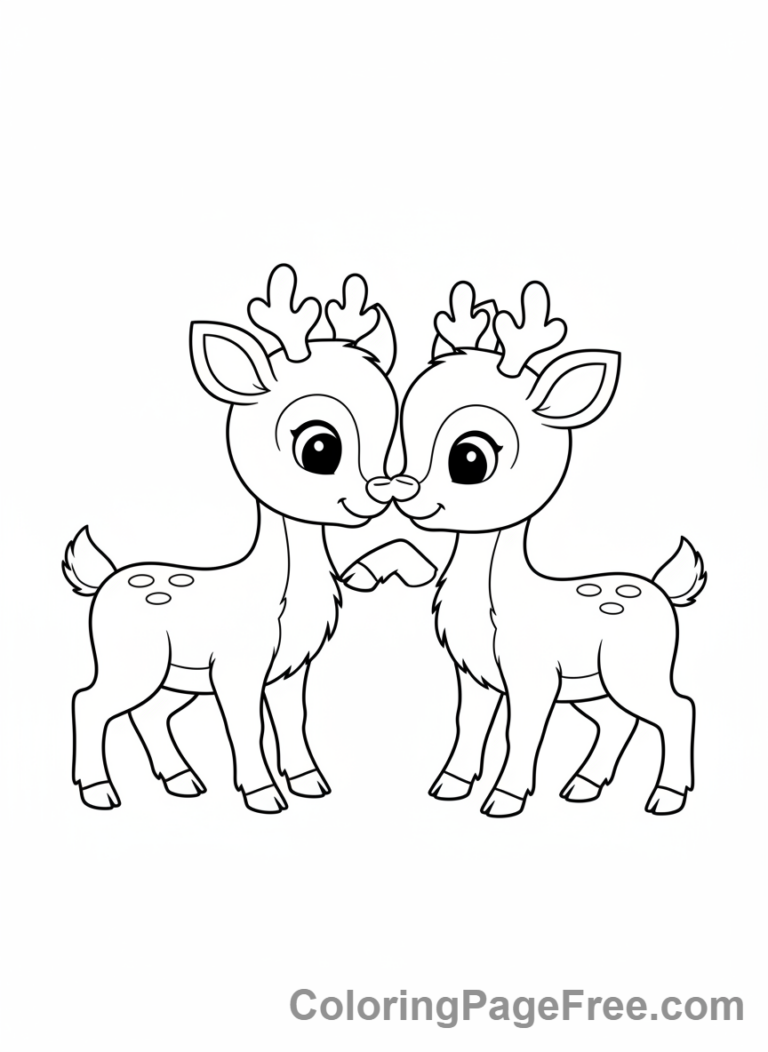 Reindeer coloring page - Two Reindeer Playing