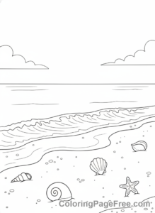 Relaxing coloring page - Beach gentle waves