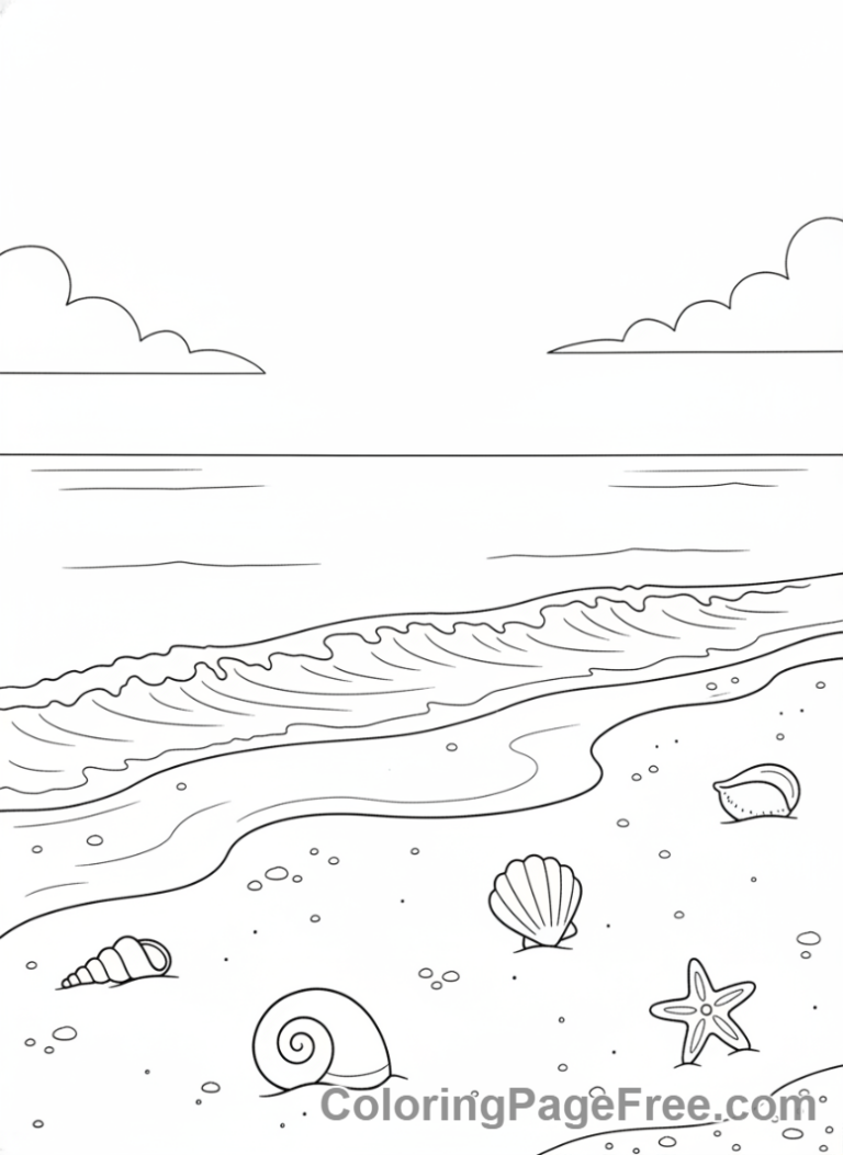 Relaxing coloring page - Beach gentle waves