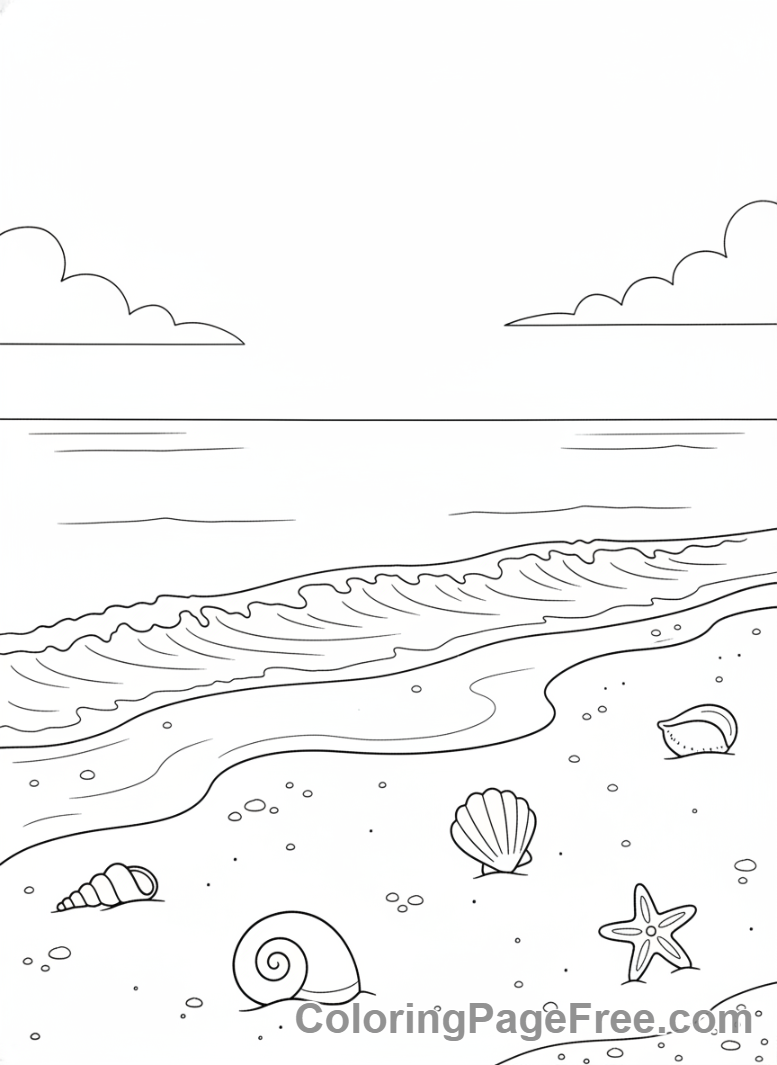 Relaxing coloring page - Beach gentle waves