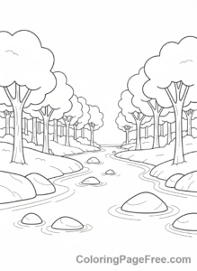 Relaxing coloring page - Calm river nature
