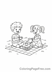 Relaxing coloring page - Friends tea party