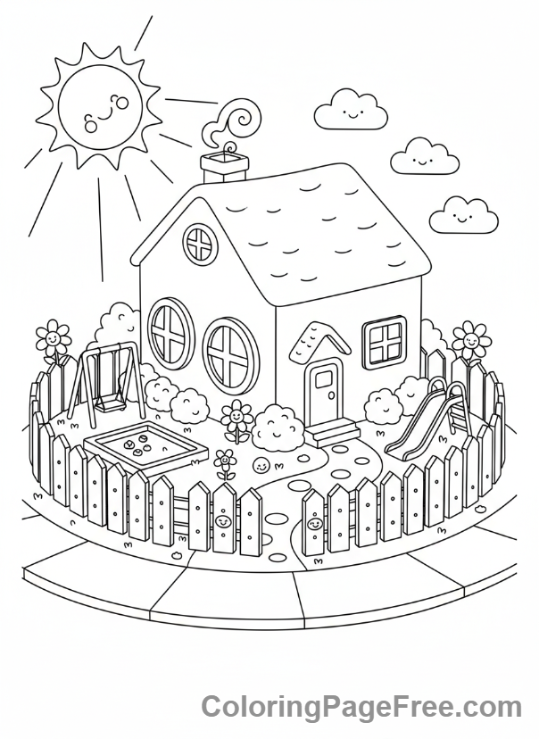 Roblox coloring page - Bloxburg House Scene