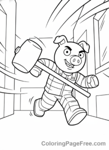 Roblox coloring page - Piggy Character Chasing